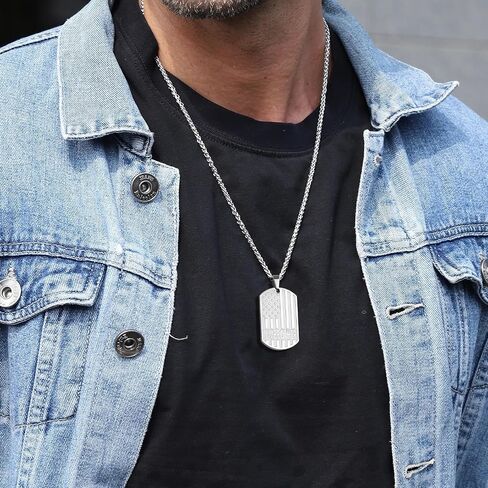 Best Dad Son Brother Grandson Grandpa Boyfriend Husband Ever Necklace, Stainless Steel Flag Dog Tags Jewelry, Birthday Valentine Christmas Father’s Day Gifts in Kuwait