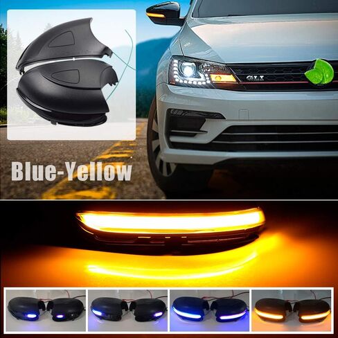 Hacreyatu Sequential Led Side Mirror Turn Signal Light Indicator Smoked Lens (L&R) For VW Golf 6 MK6/ Golf G-TI 6 /R20 2008-2012 (Yellow-blue, no holes) in Saudi Arabia