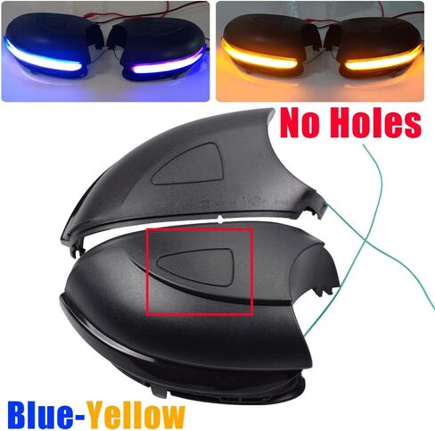 Hacreyatu Sequential Led Side Mirror Turn Signal Light Indicator Smoked Lens (L&R) For VW Golf 6 MK6/ Golf G-TI 6 /R20 2008-2012 (Yellow-blue, no holes) in Saudi Arabia