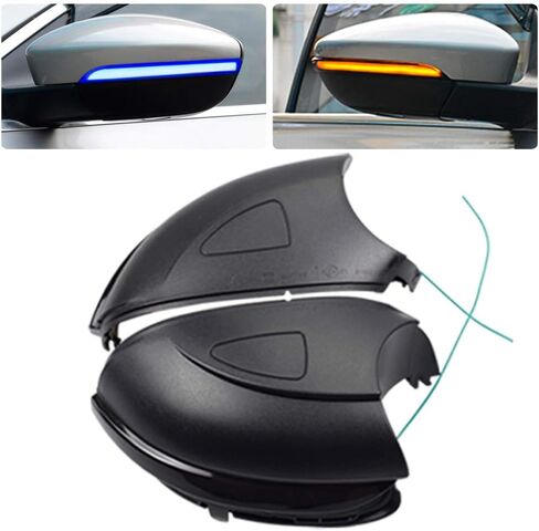 Hacreyatu Sequential Led Side Mirror Turn Signal Light Indicator Smoked Lens (L&R) For VW Golf 6 MK6/ Golf G-TI 6 /R20 2008-2012 (Yellow-blue, no holes) in Saudi Arabia