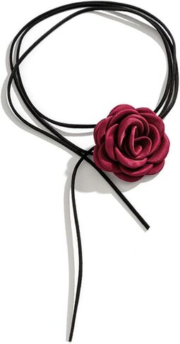 FUTIMELY Flower Choker Necklace Long Wrap Velvet Necklace Large Flower Collar Tie Necklace Big Flower Collar Choker Necklace Bride Wedding Party Vintage Necklaces in Kuwait