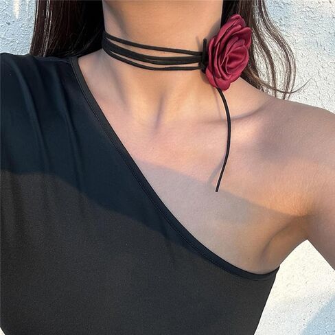 FUTIMELY Flower Choker Necklace Long Wrap Velvet Necklace Large Flower Collar Tie Necklace Big Flower Collar Choker Necklace Bride Wedding Party Vintage Necklaces in Kuwait