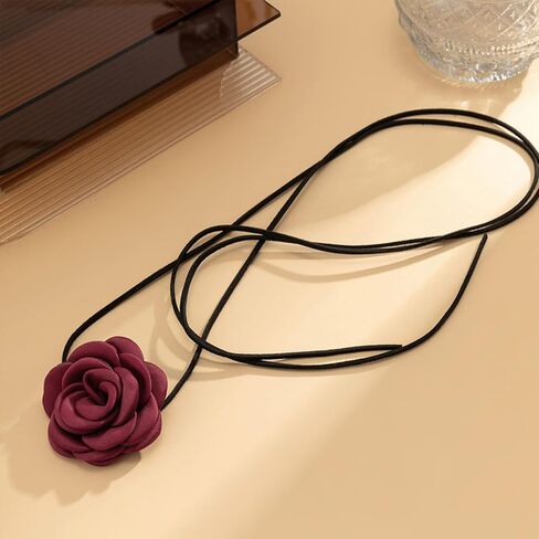 FUTIMELY Flower Choker Necklace Long Wrap Velvet Necklace Large Flower Collar Tie Necklace Big Flower Collar Choker Necklace Bride Wedding Party Vintage Necklaces in Kuwait