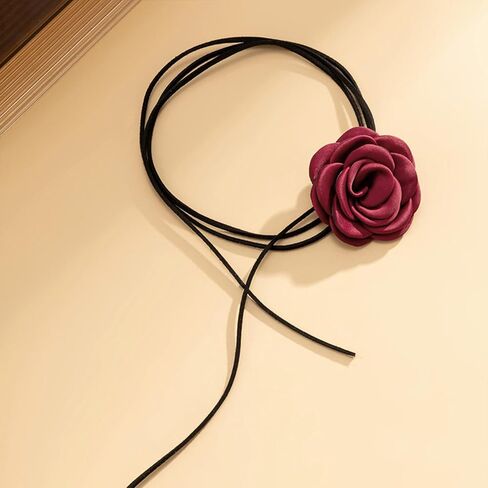 FUTIMELY Flower Choker Necklace Long Wrap Velvet Necklace Large Flower Collar Tie Necklace Big Flower Collar Choker Necklace Bride Wedding Party Vintage Necklaces in Kuwait