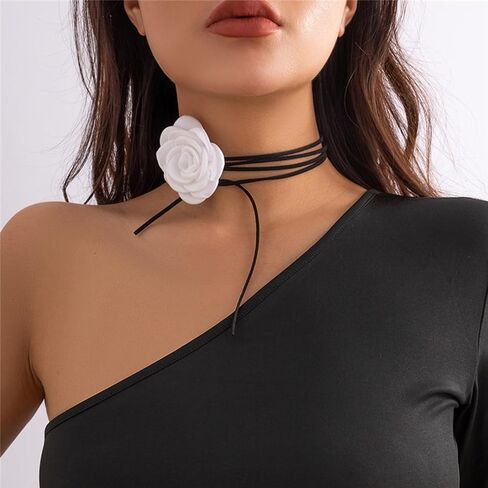 FUTIMELY Flower Choker Necklace Long Wrap Velvet Necklace Large Flower Collar Tie Necklace Big Flower Collar Choker Necklace Bride Wedding Party Vintage Necklaces in Kuwait