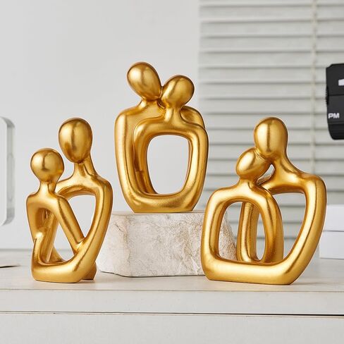 AWNR Statue Decor Couple Gifts: Set of 3 White Sculptures Home Decor for Bedroom Living Room Table Shelf Abstract Collectible Wedding Table Decor in Kuwait