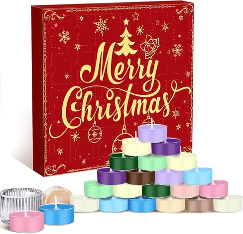 Candle Advent Calendar 2024 Adult Women Men Scented Candles Gift Include 24 Scented Tea Lights and 1 Ceramic Candle Holder Countdown to Christmas Candle Gift for Family Friend in Saudi Arabia
