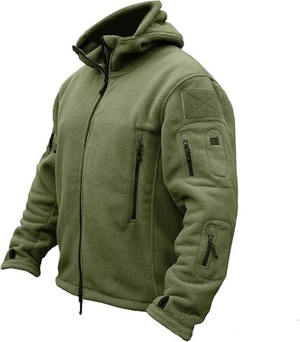 Mens Tactical Jacket Hoodie Winter Warm Military Sport Long Sleeve Fleece Coats Green L in Saudi Arabia