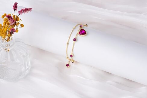Ankle Bracelets for Women - 14K Gold Anklets for Women Waterproof - Heart Shape Handmade Dainty Layered Rhinestone Anklet - Not Tarnish,Beaded Design,10 Inch for Summer,Beach - Awesome Presents in Saudi Arabia