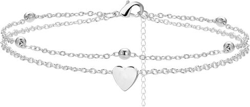 الذهب القلب خلخال أساور للنساء لذيذ مزدوجة الطبقات لطيف الخرز الخلخال قابل للتعديل الصيف بوهو شاطئ سلسلة القدم للفتيات في سن المراهقة in Kuwait