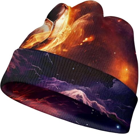 Funny Fire Beanie Hats for Boys Daily Outdoor Casual Warm Cuffed Knit Beanies Soft Winter Hat Cap in Saudi Arabia