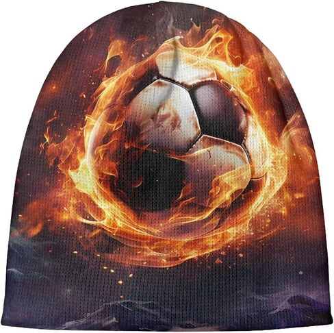 Funny Fire Beanie Hats for Boys Daily Outdoor Casual Warm Cuffed Knit Beanies Soft Winter Hat Cap in Saudi Arabia