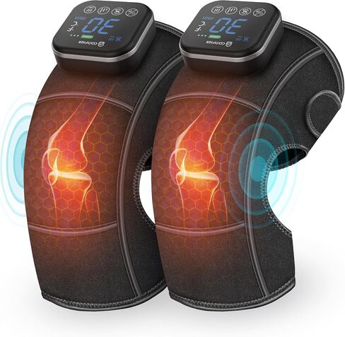 COMFIER Cordless Knee Massager with Heat, Vibration Knee Brace Wrap for Arthritis, 3-in-1 Heating Pad for Knee Shoulder Elbow, Knee Warmer, Gifts for Father Dad Men,FSA or HSA Eligible in Saudi Arabia
