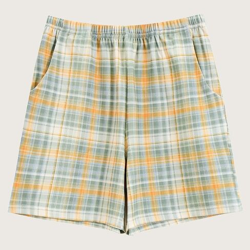 Pajama Shorts Women Cotton Plaid Pajama Bottoms with Pockets Sleep Pj Shorts Elastic Waist Lounge Wear Casual in Saudi Arabia