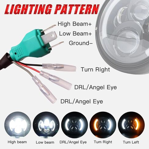 7" Inch LED Motorcycle Headlight with Housing Bucket Mouting Brackets Hi/Low Beam Headlamp for H-arley Yamaha Honda Cafe Racer Bobber Chopper Scrambler Streetbike w/34~42mm Fork Tube in Kuwait