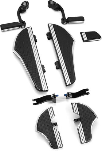 Defiance Floorboards kits Highway Footrests for Harley street electra Road glide FLTR FLHX Rider Passenger footboards with brake pedal covers (Edge Cut) in Kuwait