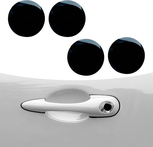 4 قطع ملصق ثقب مفتاح مقبض باب السيارة، 0.78 بوصة مضاد للحجب ومضاد للصدأ وواقي قفل الباب، ديكور مثالي لمقبس المفتاح المخفي، عالمي لحارس مدخل باب السيارات (أسود) in Kuwait