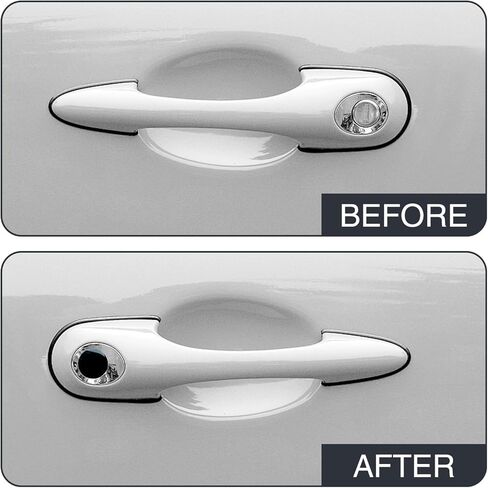 4 قطع ملصق ثقب مفتاح مقبض باب السيارة، 0.78 بوصة مضاد للحجب ومضاد للصدأ وواقي قفل الباب، ديكور مثالي لمقبس المفتاح المخفي، عالمي لحارس مدخل باب السيارات (أسود) in Kuwait