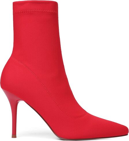 vivianly Stretch Pointed Toe Sock Booties Mid-Calf Ankle Boot Stiletto Heel Boots for Women in Kuwait