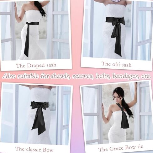 Long Sash Bridal Waist Belts Women Dress Belt for Wedding Dress Belt for Wedding Sash Belt Bridal Belt Dress Belt Women Bow Belt Ribbon Belt Black Sash Belt for Wedding Prom Formal 4'' Wide in Saudi Arabia