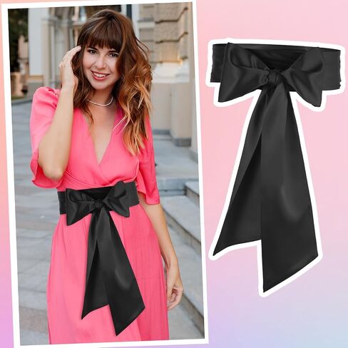Long Sash Bridal Waist Belts Women Dress Belt for Wedding Dress Belt for Wedding Sash Belt Bridal Belt Dress Belt Women Bow Belt Ribbon Belt Black Sash Belt for Wedding Prom Formal 4'' Wide in Saudi Arabia