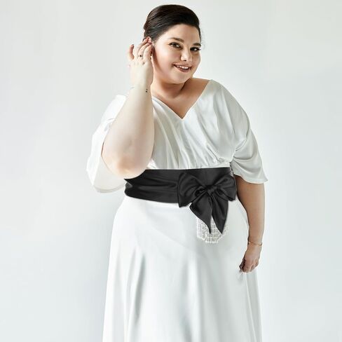 Long Sash Bridal Waist Belts Women Dress Belt for Wedding Dress Belt for Wedding Sash Belt Bridal Belt Dress Belt Women Bow Belt Ribbon Belt Black Sash Belt for Wedding Prom Formal 4'' Wide in Saudi Arabia