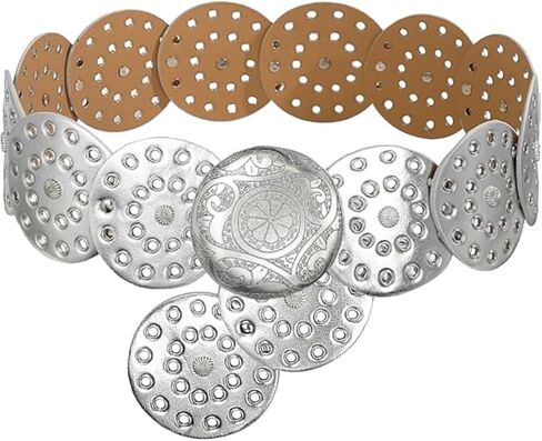Wide Disc Belt for Women Vintage Boho Concho Leather Hollow Belt Western Waist Belt in Kuwait