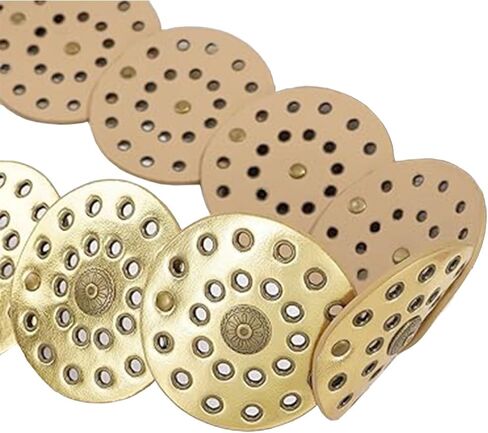 Wide Disc Belt for Women Vintage Boho Concho Leather Hollow Belt Western Waist Belt in Kuwait