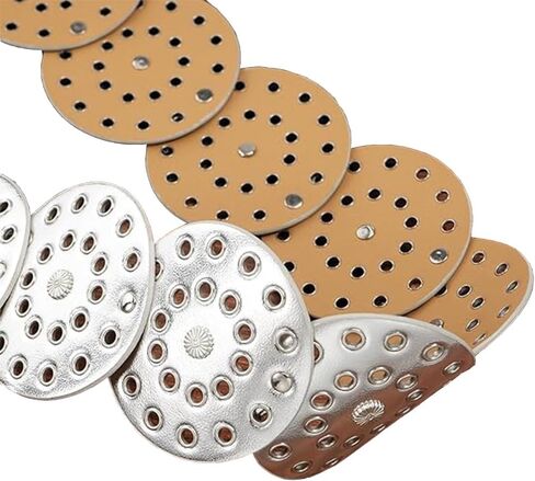 Wide Disc Belt for Women Vintage Boho Concho Leather Hollow Belt Western Waist Belt in Kuwait