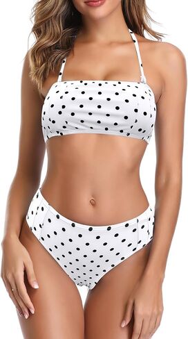 SHEKINI Bikini Sets for Women Two Piece Swimsuits Bathing Suits Halter Bandeau Floral Print Ruched Summer Beach in Saudi Arabia