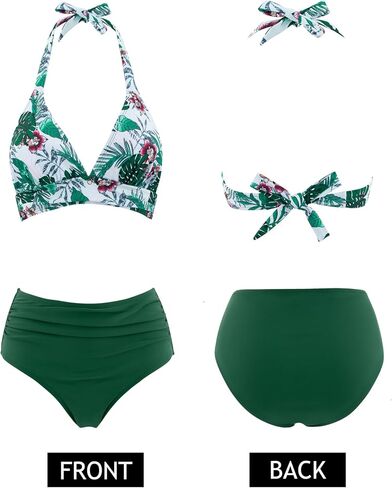 AI'MAGE Women High Waisted Bikini Sets Tummy Control Swimsuits Two Piece Swim Suits 2025 V-Neck Halter Ruched Bathing Suits in Saudi Arabia