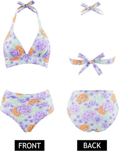 AI'MAGE Women High Waisted Bikini Sets Tummy Control Swimsuits Two Piece Swim Suits 2025 V-Neck Halter Ruched Bathing Suits in Saudi Arabia