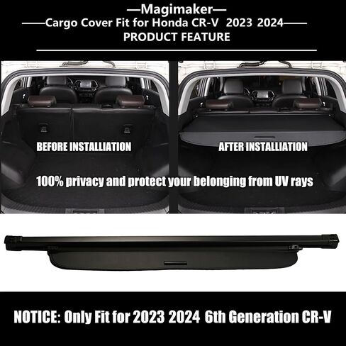 Cargo Cover Compatible with Honda CRV CR-V 2023 2024 All 6th Generation Leather Retractable Rear Trunk Security Cover Shield Shade in Saudi Arabia