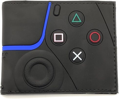 Retro Gamepad-Inspired Boys Wallet - Silicone Surface Material with Classic Game Gamepad Design, Multiple Card Slots and Coin Pocket - Video Game Kids Wallet in Black in Saudi Arabia