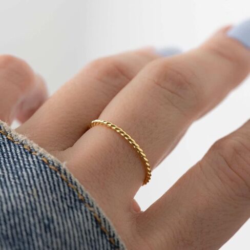 Me&Hz Thin Gold Rings for Women, 14K Gold Plated Stacking Rings Stackable Thin Band Rings Wedding Eternity Bands Aesthetic Jewelry in Kuwait