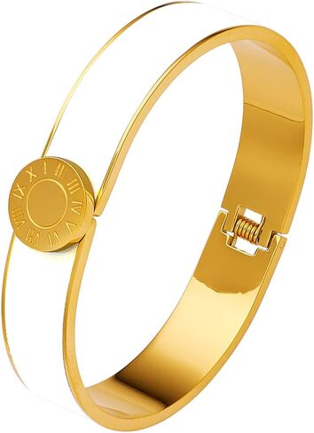 Godyce Love Friendship Bracelet Bangle Colorful Orange Enamel Bangles Bracelets for Women Party Fashion Bangles Stainless Steel Jewelry Birthday with Gifts Box in Saudi Arabia