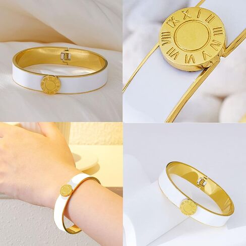 Godyce Love Friendship Bracelet Bangle Colorful Orange Enamel Bangles Bracelets for Women Party Fashion Bangles Stainless Steel Jewelry Birthday with Gifts Box in Saudi Arabia