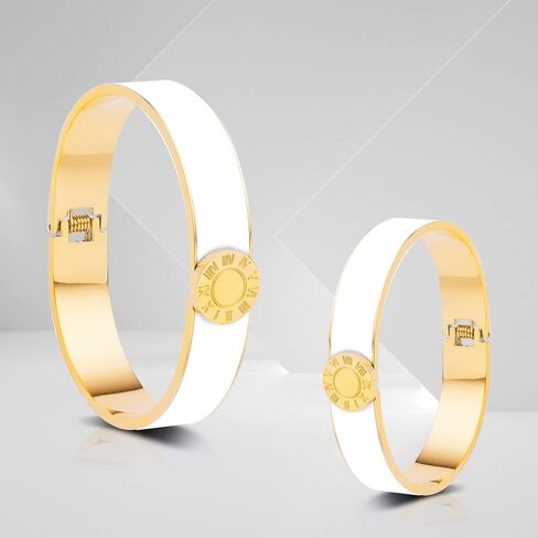 Godyce Love Friendship Bracelet Bangle Colorful Orange Enamel Bangles Bracelets for Women Party Fashion Bangles Stainless Steel Jewelry Birthday with Gifts Box in Saudi Arabia