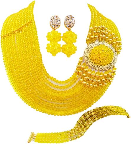 Crystal Royal Blue Beads Jewelry Set African Necklaces for Women Nigerian Wedding Jewelry Sets in Kuwait