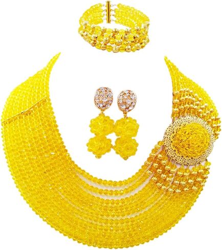Crystal Royal Blue Beads Jewelry Set African Necklaces for Women Nigerian Wedding Jewelry Sets in Kuwait