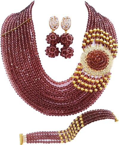 Crystal Royal Blue Beads Jewelry Set African Necklaces for Women Nigerian Wedding Jewelry Sets in Kuwait
