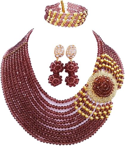 Crystal Royal Blue Beads Jewelry Set African Necklaces for Women Nigerian Wedding Jewelry Sets in Kuwait