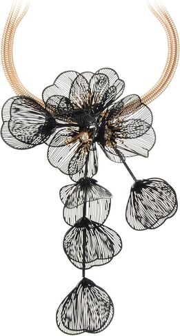 Jerollin Exaggerated Three-dimensional Metal Flower Pendant Necklace Earrings Jewelry Set in Kuwait