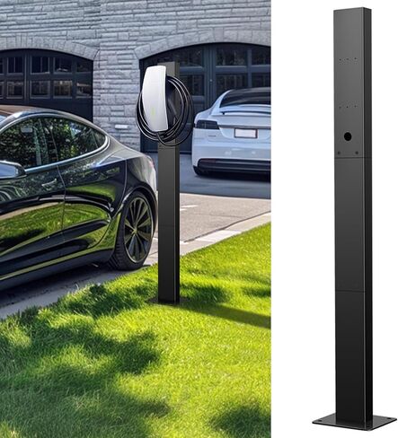 حامل شاحن EV بقاعدة شاحن تسلا خارجي لمحطات شحن المركبات الكهربائية من الجيل الثالث، حامل شاحن EV مقاوم للتآكل متوافق مع موصل Tesla المحمول وشاحن J1772، فضي أبيض in Saudi Arabia