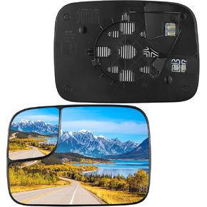BDFHYK Driver Left Side Heated Mirror Glass Compatible with Dodge 2005-2008 Ram 1500 2500 3500 Side View Exterior Mirror with Backing Plate, Replaces 5161011AA CH1324121 (Left)