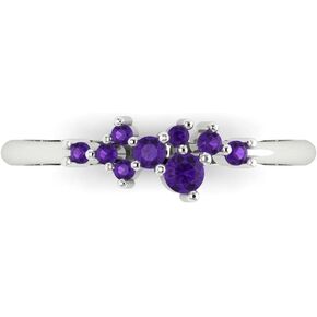 0.17 ct Brilliant Round Cut Natural Amethyst 14k White Gold Bridal Engagement Wedding Desginer Stackable Band SZ 6.75