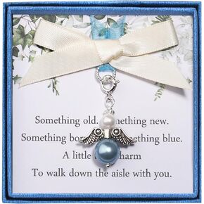 Something Blue for Bride Bridal Shower Gifts for Bride To Be Wedding Gift for Bride Bouquet Charm Bride Pin Angel Wing Charm Garter Charm Something Blue Keepsake Gift for Her From Mom Sister Friends