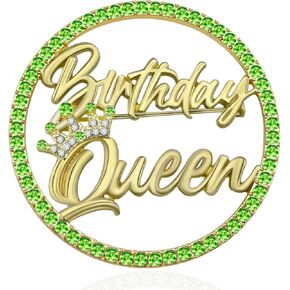 Birthday Pins for Women, Gold Rhinestone Birthday Queen Birthday Pin, Metal Birthday Girl Pin for Birthday Party Brooch Outfit Dress Accessories Gifts