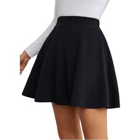 Floerns Women's Textured High Waisted Skater Skirt Flare Hem Pleated Mini Skirt