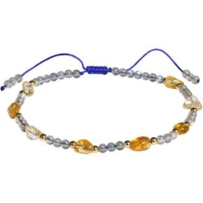 Jewever Moonstone/Citrine Crystals Anklets Chakra Crystal Anklet Bracelets for Women Bring Wealth Lucky Reiki Stones Birthstone Jewelry Adjustable